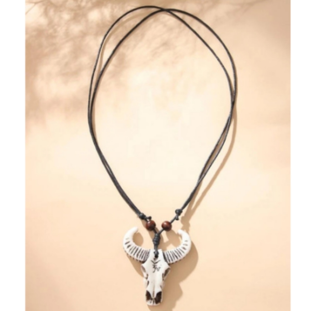 Bull Head Bohemian Rope Bead Necklace